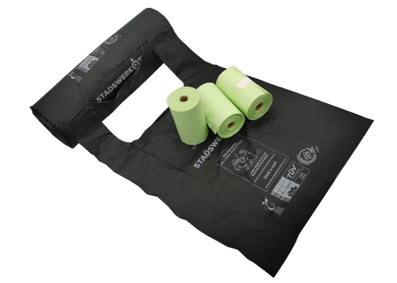 Corn Starch ISO9001 Biodegradable and Compostable Bags Dog Poop Bags With Handles