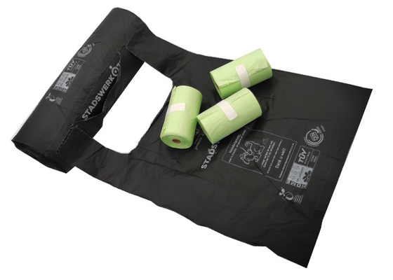 Corn Starch ISO9001 Biodegradable and Compostable Bags Dog Poop Bags With Handles